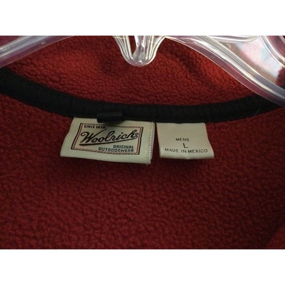 Mens Vintage Woolrich Red Polartec  Fleece 1/4 Zip L - Picture 2 of 5
